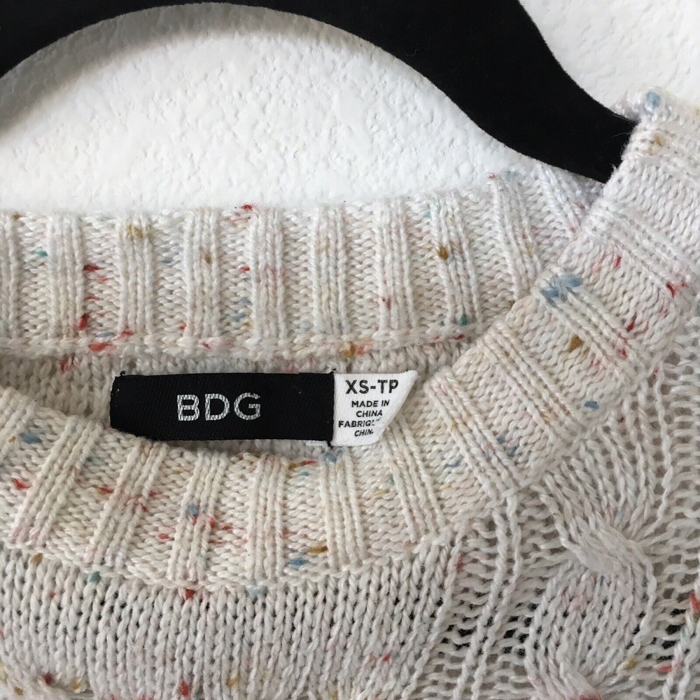 BDG Urban Outfitters Pullover Crew Neck Knit Sweater White Fisherman Core XS EUC - Picture 2 of 5